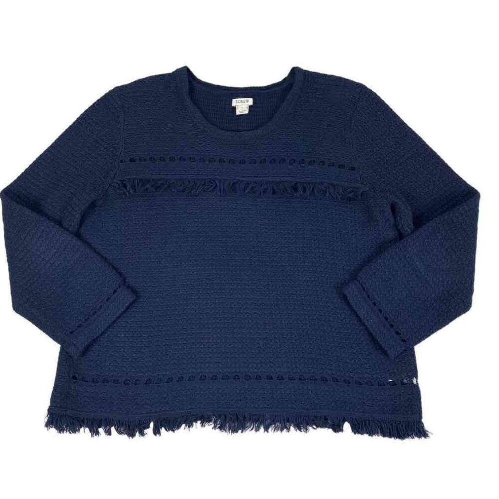 J . Crew Crochet Fringe Long Sleeve Sweater size Large